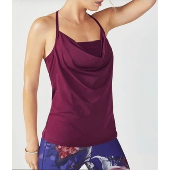 Fabletics, "Liv Tank Top" with Built-in Bra,"Blackberry"/Purple/Red, Medium,Used - Picture 6 of 6